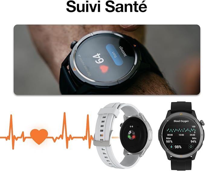 AGM Legion Pro | GPS | Carte hors ligne | 5 ATM | Étanchéité IP68 | Plus de 100 modes sportifs | Montre connectée