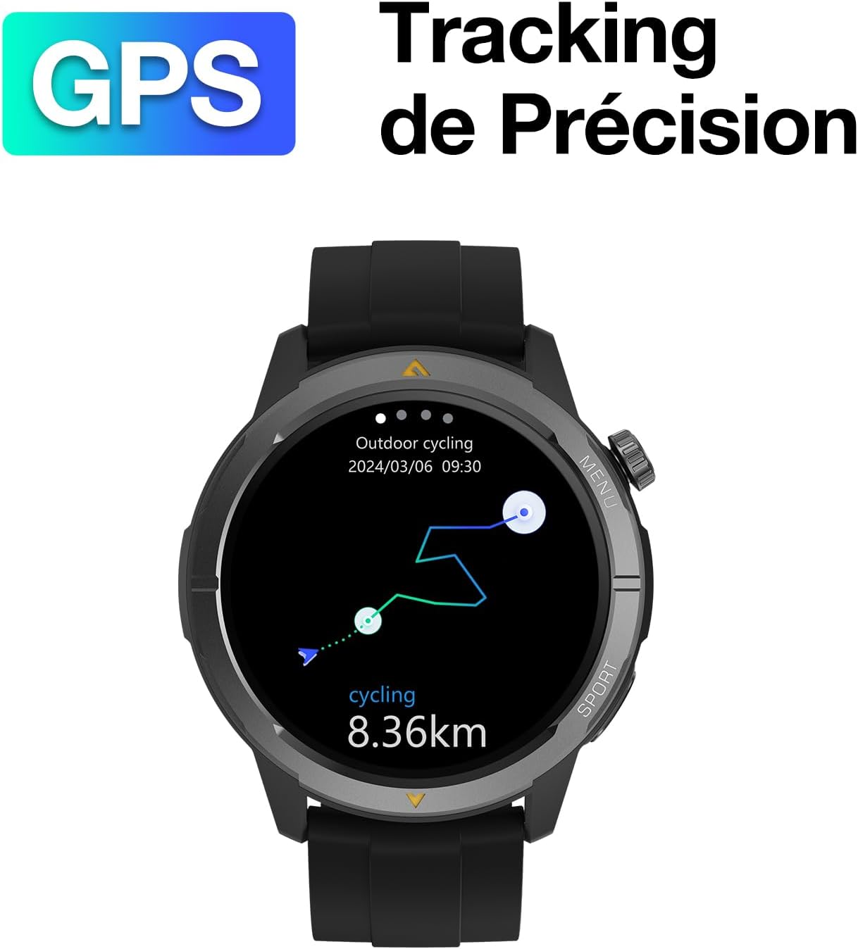 AGM Legion Pro | GPS | Carte hors ligne | 5 ATM | Étanchéité IP68 | Plus de 100 modes sportifs | Montre connectée