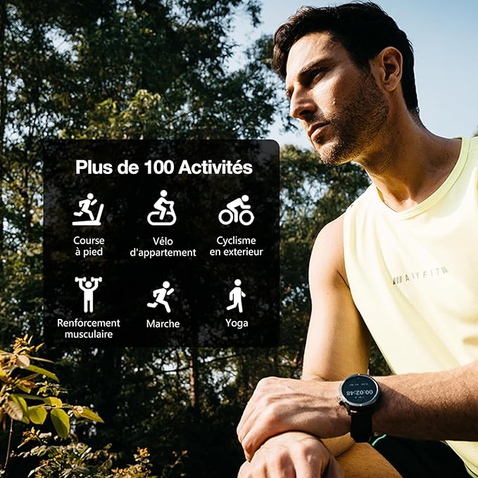 AGM Legion Pro | GPS | Carte hors ligne | 5 ATM | Étanchéité IP68 | Plus de 100 modes sportifs | Montre connectée