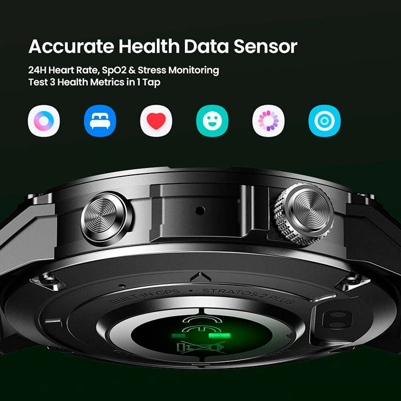 Zeblaze Stratos 2 Plus GPS montre intelligente 1.43 ''AMOLED affichage boussole altimètre barométrique Bluetooth appels téléphoniques Smartwatch