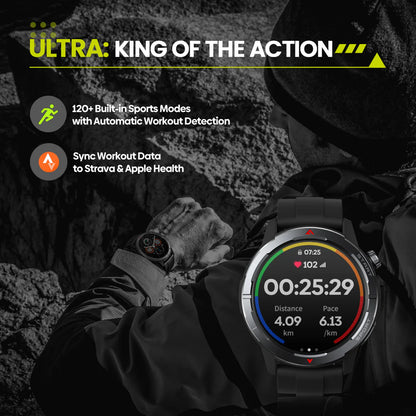 Zeblaze-Montre intelligente GPS Stratos 3 Ultra, bande touristique intégrée, GNSS, boussole, altimètre barométrique, 5 iko, longue durée de vie de la batterie