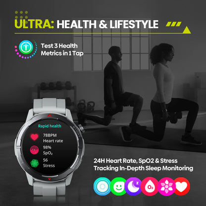 Zeblaze-Montre intelligente GPS Stratos 3 Ultra, bande touristique intégrée, GNSS, boussole, altimètre barométrique, 5 iko, longue durée de vie de la batterie