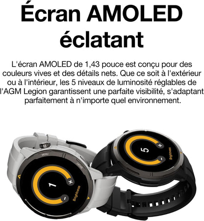 AGM Legion Pro | GPS | Carte hors ligne | 5 ATM | Étanchéité IP68 | Plus de 100 modes sportifs | Montre connectée