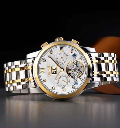 SKMEI  - Montre automatique mécanique en acier inoxydable étanche à 30 m, 42 mm, pour homme