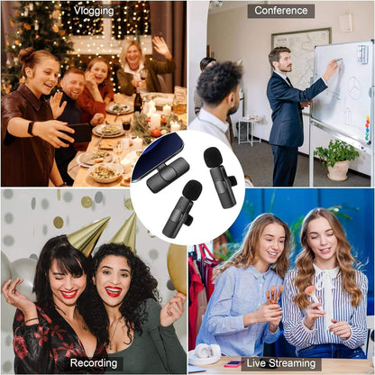 Microphone cravate stéréo portable sans fil Interview en direct en plein air Mini micro cravate antibruit