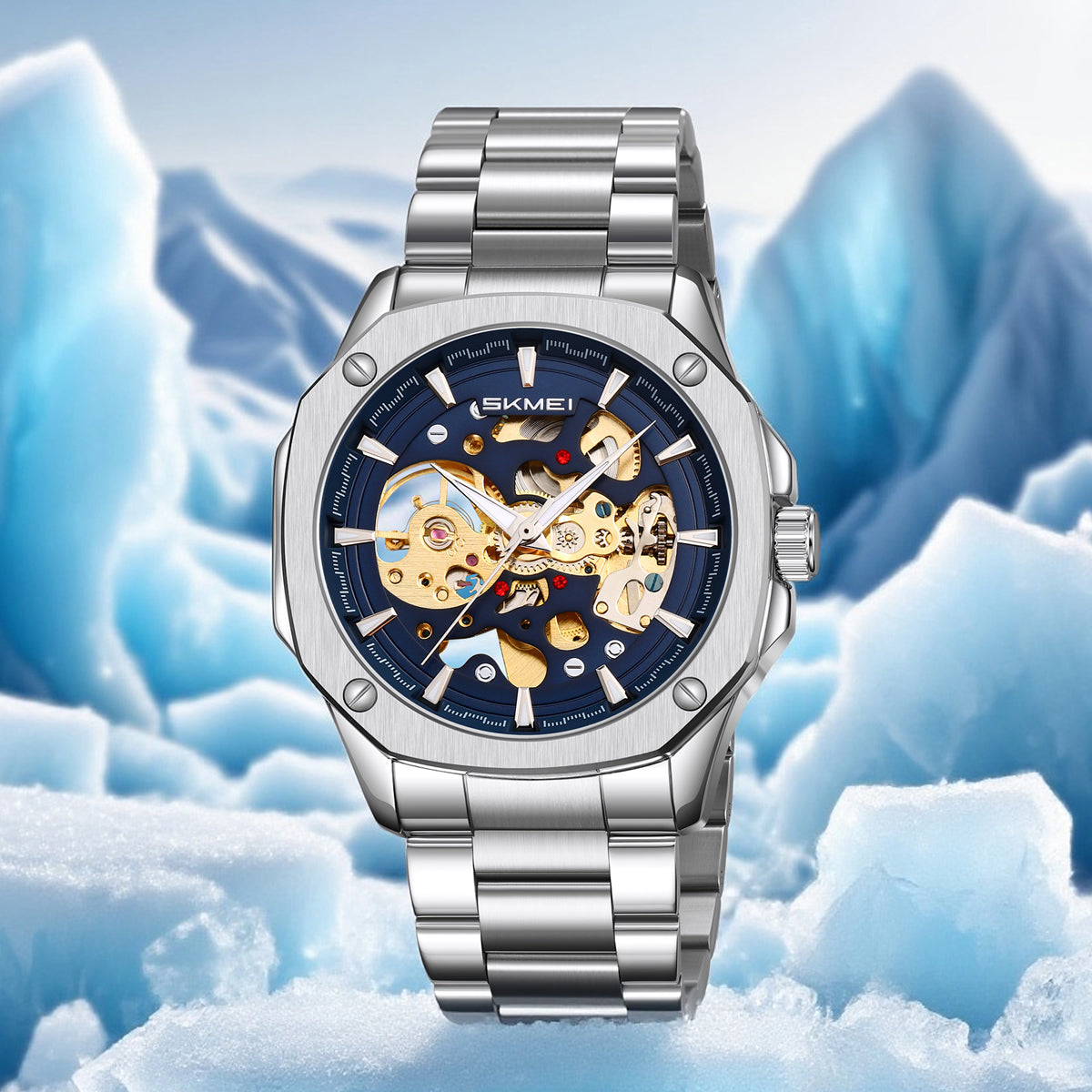 SKMEI - Montre étanche en acier inoxydable - mécanique automatique