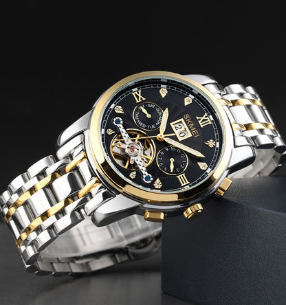 SKMEI  - Montre automatique mécanique en acier inoxydable étanche à 30 m, 42 mm, pour homme