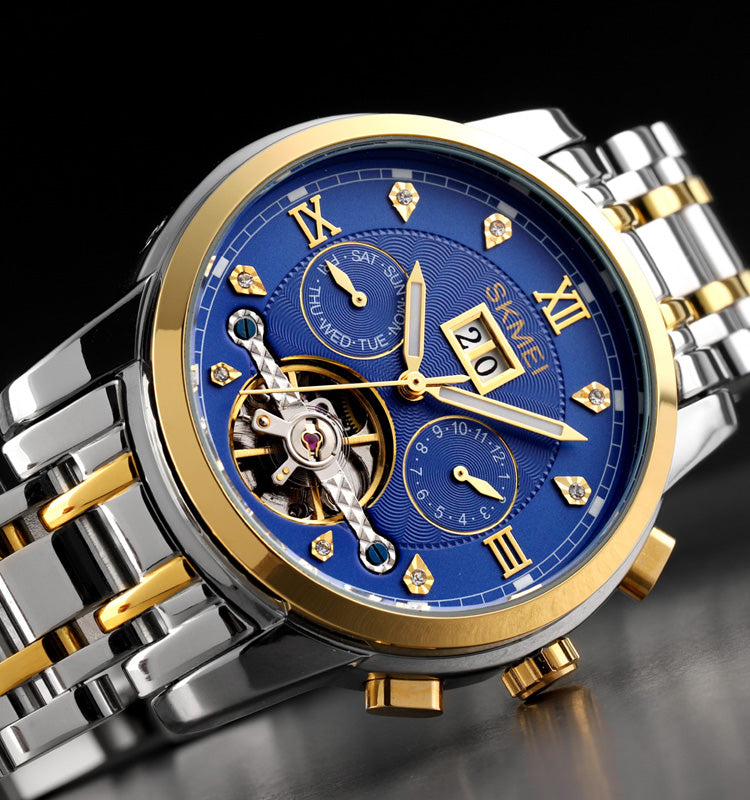 SKMEI  - Montre automatique mécanique en acier inoxydable étanche à 30 m, 42 mm, pour homme