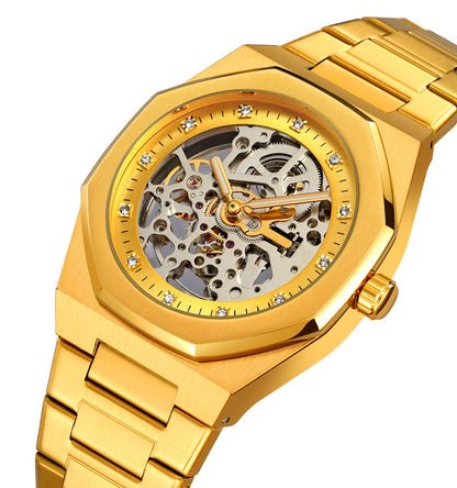 SKMEI - Montre mécanique - bracelet en acier inoxydable affichage automatique étanche