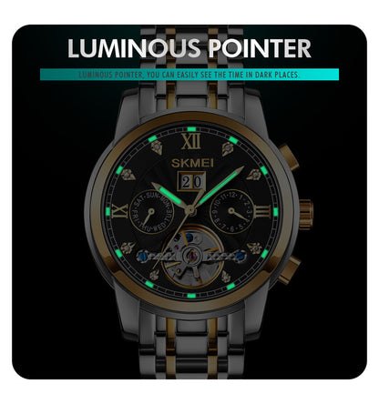 SKMEI  - Montre automatique mécanique en acier inoxydable étanche à 30 m, 42 mm, pour homme