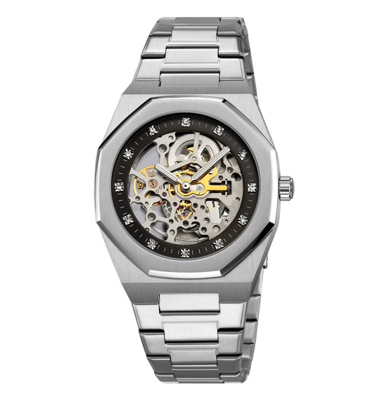 SKMEI - Montre mécanique - bracelet en acier inoxydable affichage automatique étanche