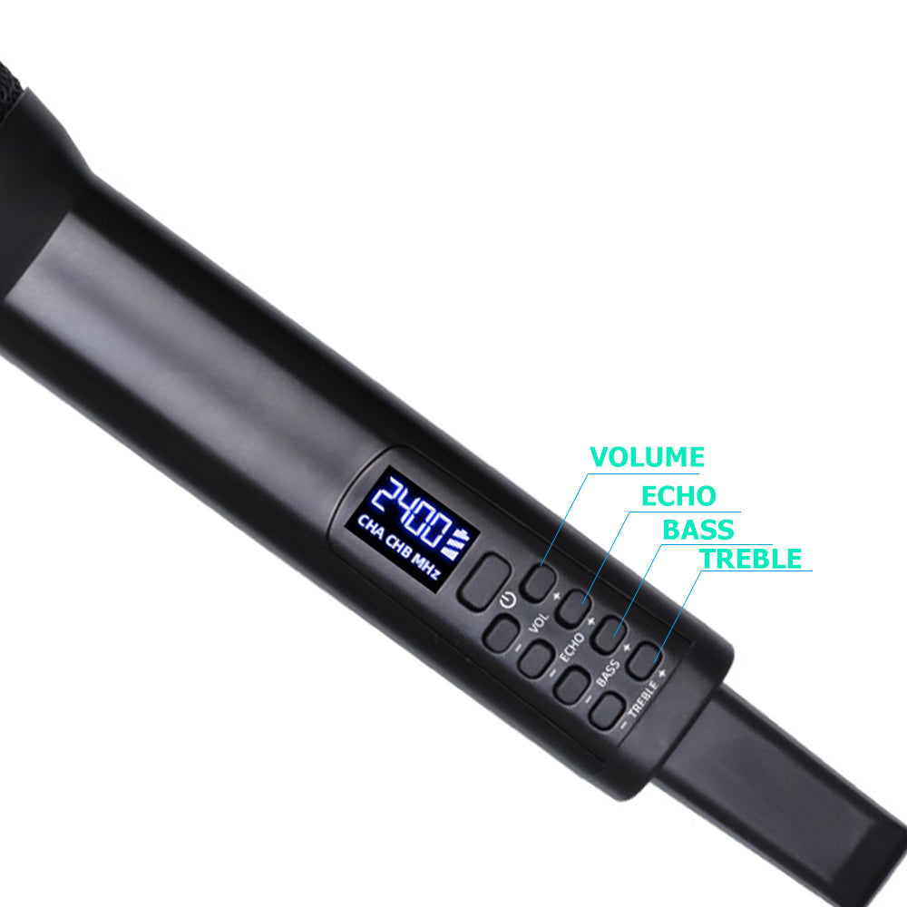 Microphone sans fil double canal rechargeable