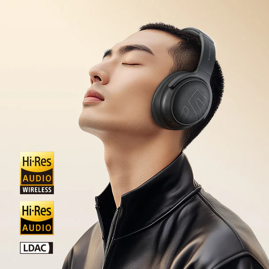 SoundPEATS Space Pro, en noir, drivers doubles et compatible avec LDAC pour un son spatial 360º et une réduction de son avec IA qui réduit jusqu'à 47 dB- 151 heure d'autonomies