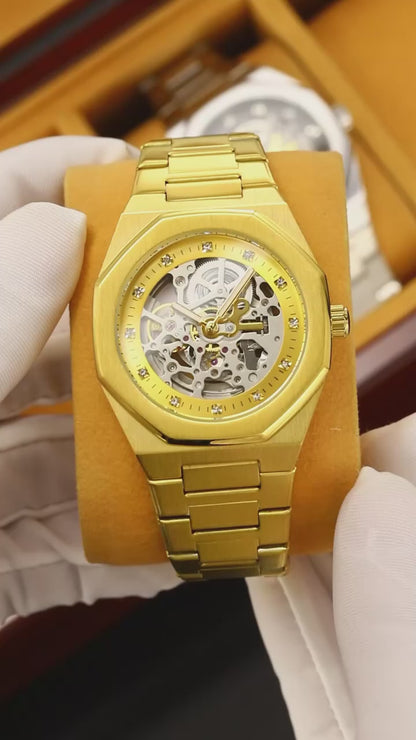 SKMEI - Montre mécanique - bracelet en acier inoxydable affichage automatique étanche