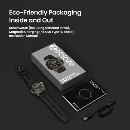 Zeblaze Stratos 2 Plus GPS montre intelligente 1.43 ''AMOLED affichage boussole altimètre barométrique Bluetooth appels téléphoniques Smartwatch